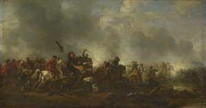 Kavalérie útočící na pěchotu, 1656-1668 od Philips Wouwerman
