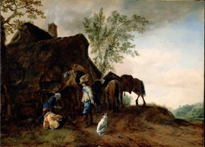Zastávka rytířů v hostinci od Philips Wouwerman
