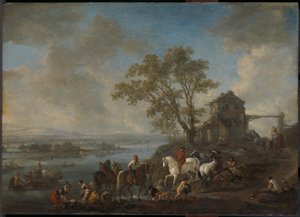 Horsepond na řece od Philips Wouwerman