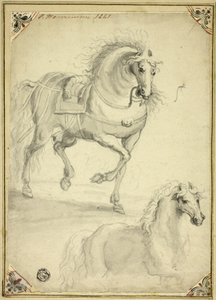 Dvě skici klusajícího koně od Philips Wouwerman