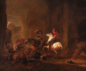 Bandits Ambushing Travelers on a Path between Ruins, c.1635-50 (olej na panelu)