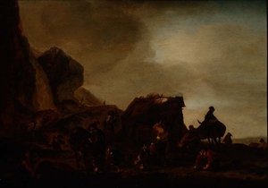 Cestovatelé a žebráci u zničené chýše od Philips Wouwermans or Wouwerman