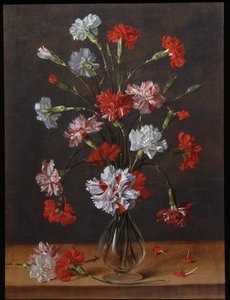 Kytice karafiátů ve skleněné váze, asi 1600-1700 (olej na desce) od Phillipe de Marlier