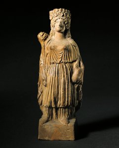 Fénické umění: terakotová soška představující božského Tanita. 3.-2. století před naším letopočtem. Madrid, Museo Arqueologico Nacional