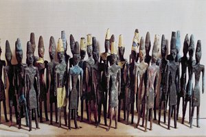Nabízí sošky z Chrámu obelisků, Byblos (zlato a bronz) od Phoenician School