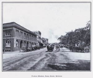 Produce Markets, Roma Street, Brisbane (č/b foto) od Photographer Australian
