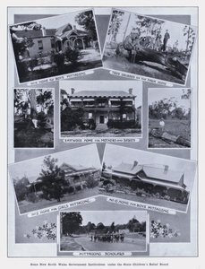 Některé vládní instituce Nového Jižního Walesu v rámci Státní rady pro pomoc dětem (černobílá fotografie)