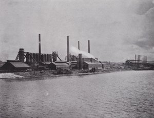 Vysoké pece společnosti D I and S Co, Sydney, Cape Breton (černobílá fotografie)