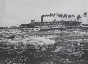 Střelba v Lachine Rapids, River St Lawrence (č/b foto)