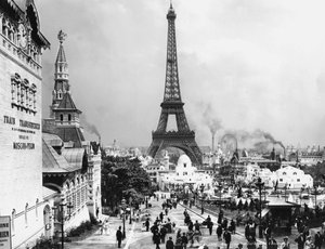Pohled na zahrady Trocadero a Eiffelova věž, světová výstava v Paříži od Photographer French