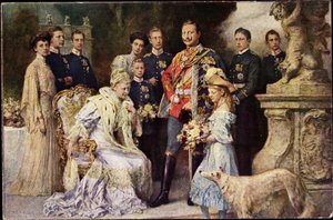 Umělec Ak Kaiser Wilhelm II, Auguste Viktoria, Viktoria Luise, Greyhound, Prusko (čb fotografie) od Photographer German