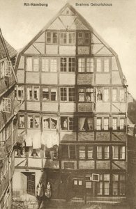 Místo narození Johannese Brahmse, Hamburk, Německo (černobílá fotografie) od Photographer German