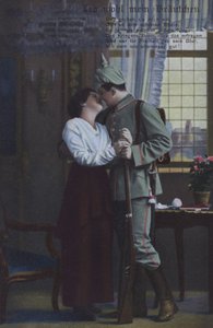 Německý voják se loučí se svou ženou před odchodem do války (barevné foto) od Photographer German