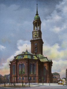 Hamburk: Michaeliskirche, vyhořel 3. června 1906, přestavěn 1906-12 (foto) od Photographer German
