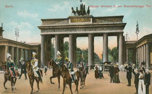 Německý císař Wilhelm II u Braniborské brány v Berlíně (barevné foto) od Photographer German