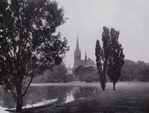 Lipsko: Johannapark s Lutherovým kostelem (č/b foto) od Photographer German