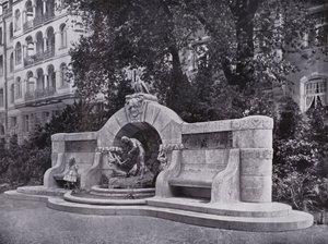 Lipsko: Marchenbrunnen (černobílá fotografie) od Photographer German