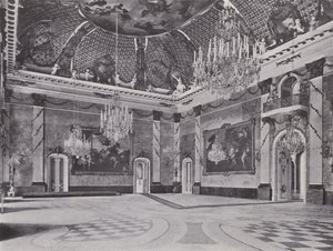 Postupim, Neues Palais, Mramorový sál (černobílá fotografie) od Photographer German