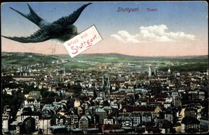 Stuttgart, pohled na město s vlaštovkou od Photographer German