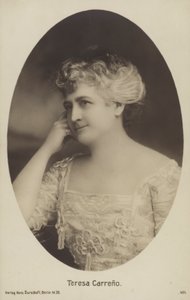 Teresa Carreno, venezuelská pianistka, zpěvačka, skladatelka a dirigentka (č/b foto) od Photographer German