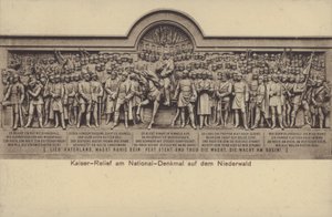 Kaiser, reliéf na Nationaldenkmal, památník připomínající sjednocení Německa, Rudesheim am Rhein, Hesensko (č/b foto) od Photographer German