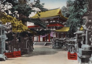 Japonsko, kolem roku 1912: Chrám Kasuga Shinto založen v roce 767 v Nara poblíž Kjóta (foto) od Photographer Japanese