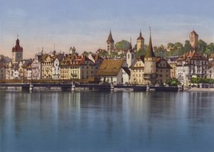 Starý Lucern, Seebrucke a Musegg (barevné foto) od Photographer Swiss