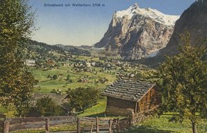 Grindelwald a Wetterhorn, Švýcarsko (barevné foto)