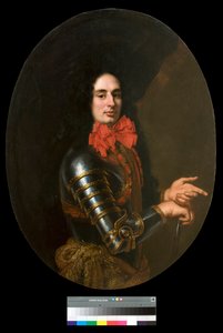 Portrét gentlemana v brnění a červeném šátku Obraz Piera Francesca Cittadiniho (1616-1681) 17. století Soukromá sbírka