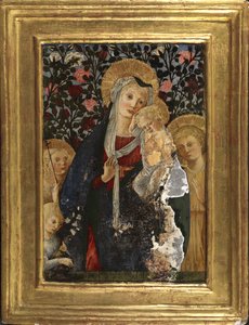 Panna a dítě s nemluvnětem svatý Jan, svatá Alžběta a dítě s vázou s liliemi, 1450-59