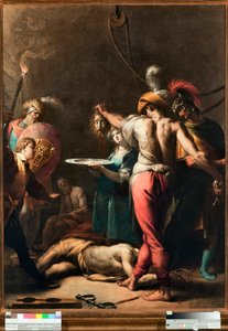 Dekolace sv. Jana Křtitele (Stětí sv. Jana Křtitele) Hlava světce je umístěna na plošině - Obraz Pier Francesco Mazzuchelli dit il Morazzone (1573-1626) Musei di Strada Nuova Genes (inv n PB 2813)