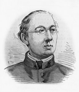Portrét Josepha Hergenroethera (1824-1890), německého historika a kardinála a prvního kardinála-prefekta vatikánských archivů, rytina od Blaise Nicolas Le Sueur