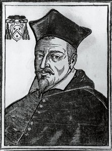 Portrét Pierra de Berulle (1575-1629), francouzský katolický teolog a kardinál, tisk od Blaise Nicolas Le Sueur