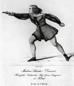 Portrét Wilhelmine Schroder-Devrient (1804-1860), německá sopranistka, v roli Leonory ve Fideliovi nebo manželské lásce, Ludwig van Beethoven (1770-1827), rytina od Blaise Nicolas Le Sueur
