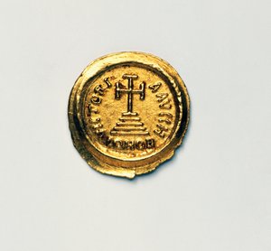 Solidus byzantského císaře Herakleia, byzantské mince, 7. století našeho letopočtu