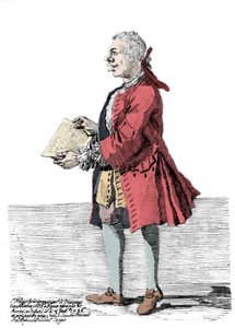 Cartoon Giovanni Battista Pergolesi (Jean Baptiste Pergolese, Jean-Baptiste) (1710 - 1736). Kresba Pier Leone Ghezzi (1674 - 1755), která uvádí, že skladatel trpěl handicapem jedné nohy a kulhal. 1736.
