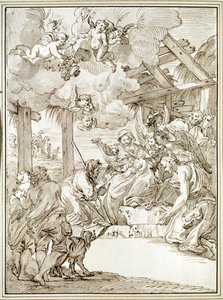 Klanění pastýřů (pero a tuš)