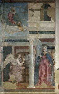 Zvěstování - Freska, kolem 1455 od Piero della Francesca