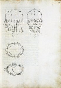 Konstrukce a geometrická projekce hlavy, stránka z De Prospectiva pingendi (O perspektivě malby), Piero della Francesca (asi 1415-1492), Itálie od Piero della Francesca