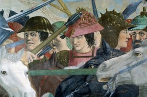 Detail z The Legend of the True Cross zobrazující bitvu Herakleia I. Byzance proti Chosroes II, Piero della Francesca od Piero della Francesca