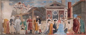 Nalezení tří křížů a ověření kříže, z příběhů o pravém kříži (freska) od Piero della Francesca