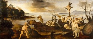 Návrat z lovu, cca 1505-7 (tempera a olej na dřevě) od Piero di Cosimo