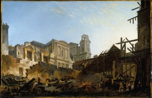 Foire Saint-Germain po požáru v noci z 16. na 17. března 1762, asi 1762 (olej)