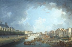 Arcibiskupská diecéze, Tournelle Bridge a Port Saint-Bernard při pohledu z radnice v Paříži, Pierre Antoine Demachy od Pierre Antoine Demachy