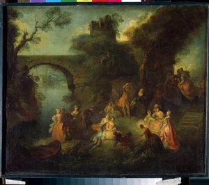 Tanec u řeky (Dance at the river). Obraz Pierre-Antoine Quillard (Pierre Antoine Quillard