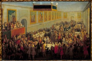 Svátek posvátného Ludvíka XV. v Arcibiskupském paláci v Remeši 25. října od Pierre Denis Martin