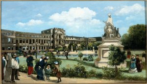 Zřícenina Tuilerijského paláce po požáru v roce 1871, asi 1880 (olej na dřevě) od Pierre François Marangé