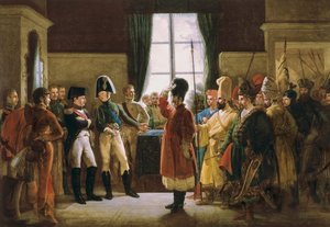 Alexandr I. představil Napoleonovi I., Kalmykům, kozákům a Baskirům ruské armády 9. července