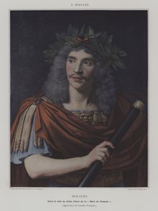 Moliere dans le role de Jules Cesar de la "Mort de Pompee" (Moliere v roli Julia Caesara ve Smrti Pompey) (barevná fotografie) od Pierre (after) Mignard