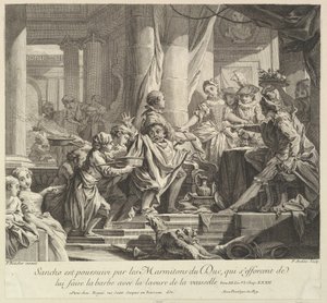 Sancho Pronásledováni kuchyňskými chlapci vévody, 18. století. od Pierre Alexandre Aveline